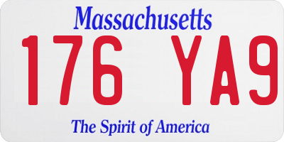 MA license plate 176YA9