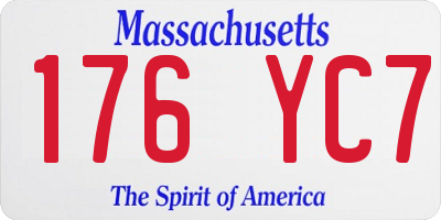 MA license plate 176YC7
