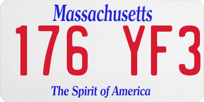 MA license plate 176YF3