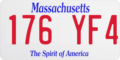 MA license plate 176YF4