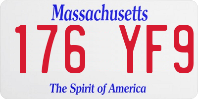 MA license plate 176YF9