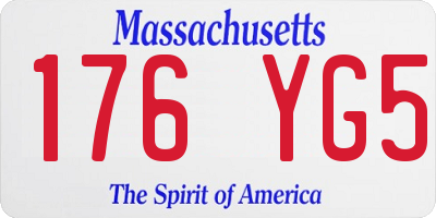 MA license plate 176YG5