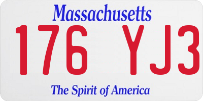 MA license plate 176YJ3