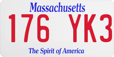 MA license plate 176YK3