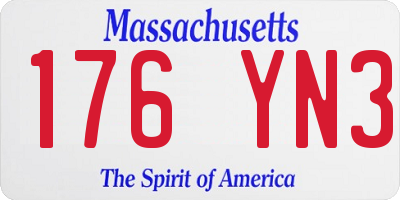 MA license plate 176YN3