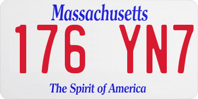 MA license plate 176YN7