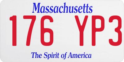 MA license plate 176YP3