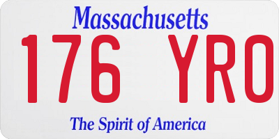 MA license plate 176YR0