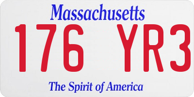 MA license plate 176YR3