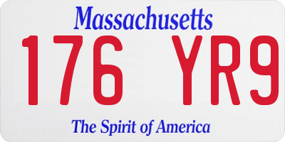 MA license plate 176YR9
