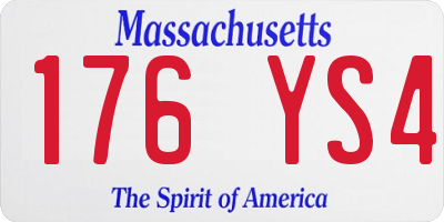 MA license plate 176YS4