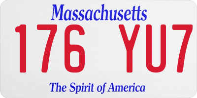 MA license plate 176YU7