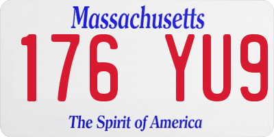 MA license plate 176YU9