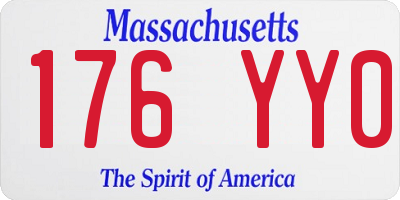 MA license plate 176YY0