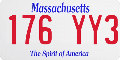 MA license plate 176YY3