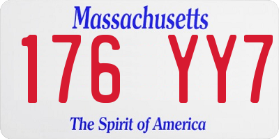 MA license plate 176YY7