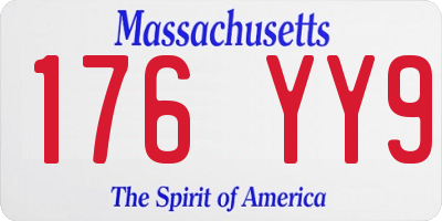 MA license plate 176YY9