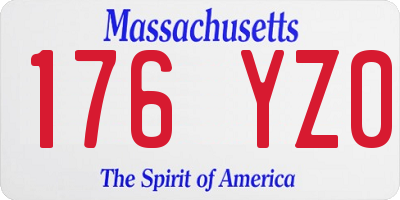 MA license plate 176YZ0