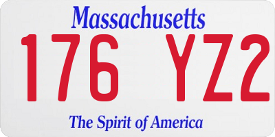 MA license plate 176YZ2