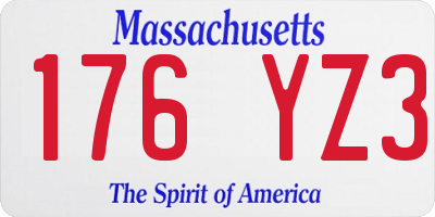 MA license plate 176YZ3