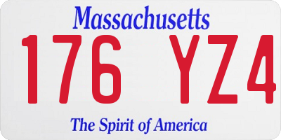 MA license plate 176YZ4