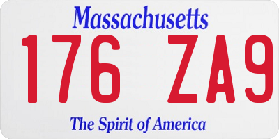 MA license plate 176ZA9