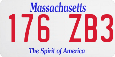 MA license plate 176ZB3