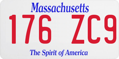 MA license plate 176ZC9