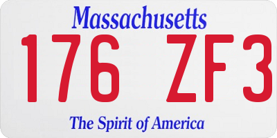 MA license plate 176ZF3