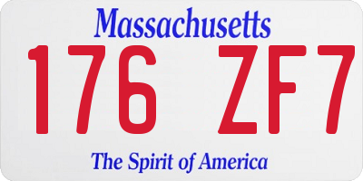 MA license plate 176ZF7