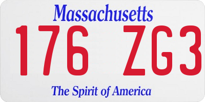 MA license plate 176ZG3