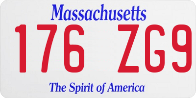 MA license plate 176ZG9