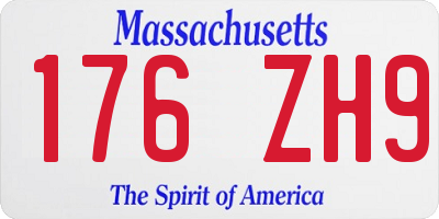 MA license plate 176ZH9