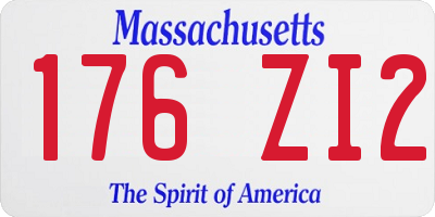 MA license plate 176ZI2