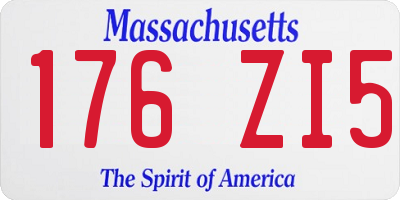 MA license plate 176ZI5