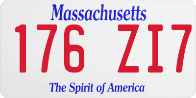 MA license plate 176ZI7