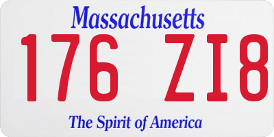 MA license plate 176ZI8
