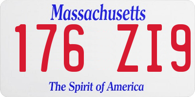 MA license plate 176ZI9