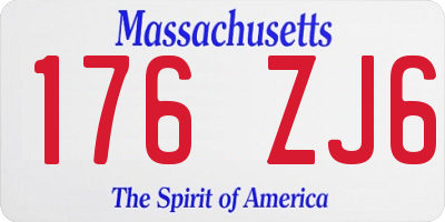 MA license plate 176ZJ6