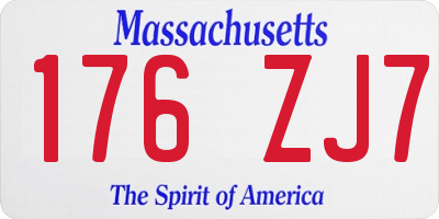 MA license plate 176ZJ7