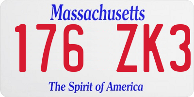 MA license plate 176ZK3