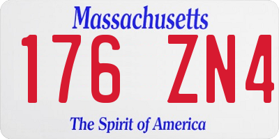 MA license plate 176ZN4