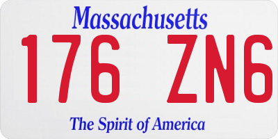 MA license plate 176ZN6