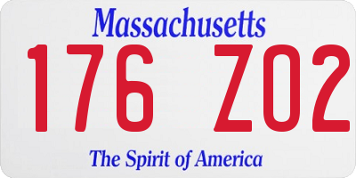 MA license plate 176ZO2