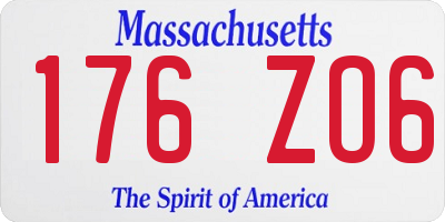 MA license plate 176ZO6