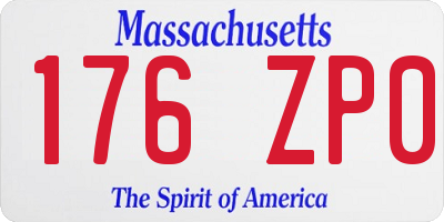 MA license plate 176ZP0