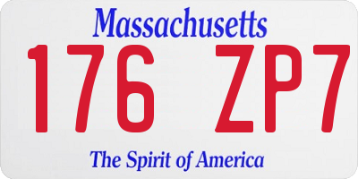 MA license plate 176ZP7