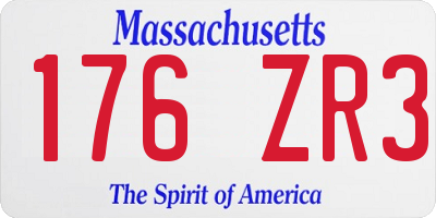 MA license plate 176ZR3