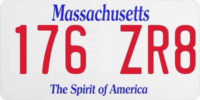 MA license plate 176ZR8