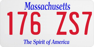 MA license plate 176ZS7